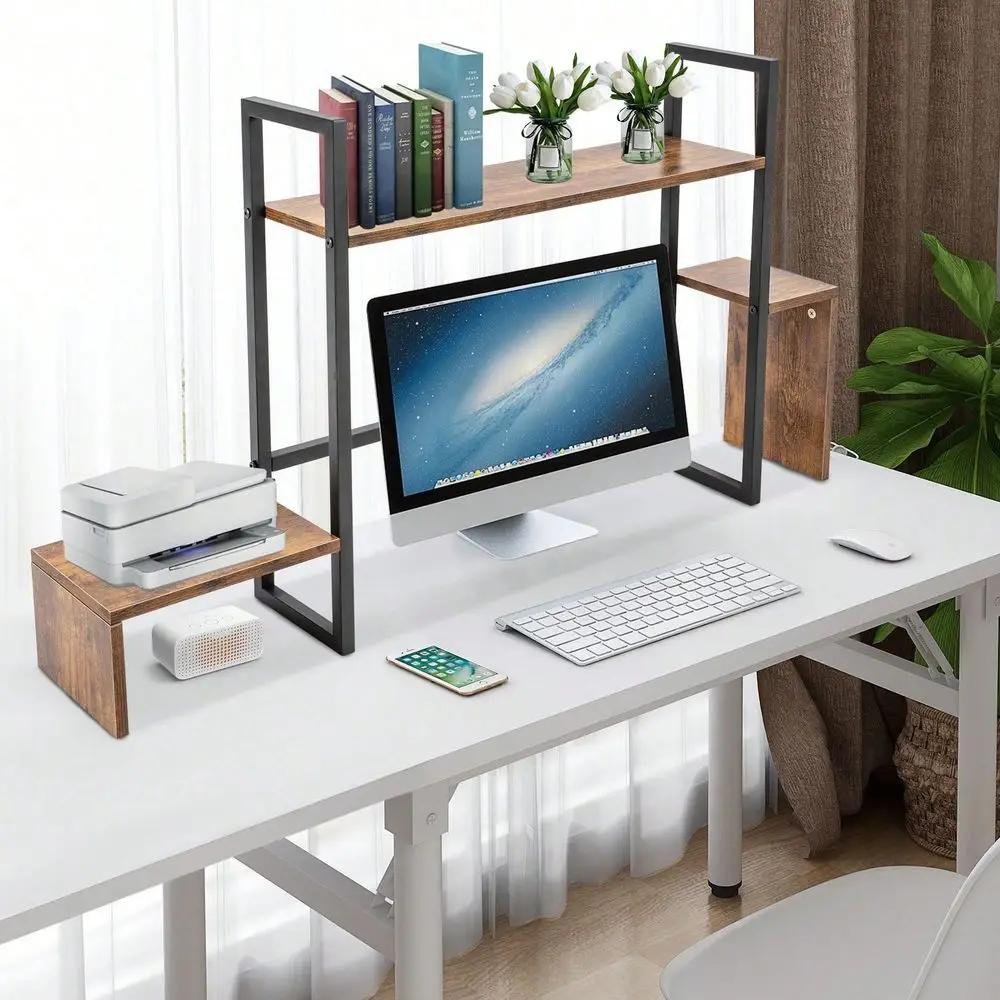 

Desktop Bookshelf, 2Tier Countertop Hutch Display Shelf,Desk Storage Organizer,Multipurpose Desk Organizer For Home Office Dorm