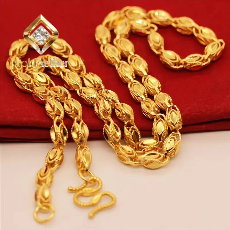 

GoldAether Luxury 24K 9999 Pure Gold real gold Women's Phoenix Hollow Leaf Necklace Men's