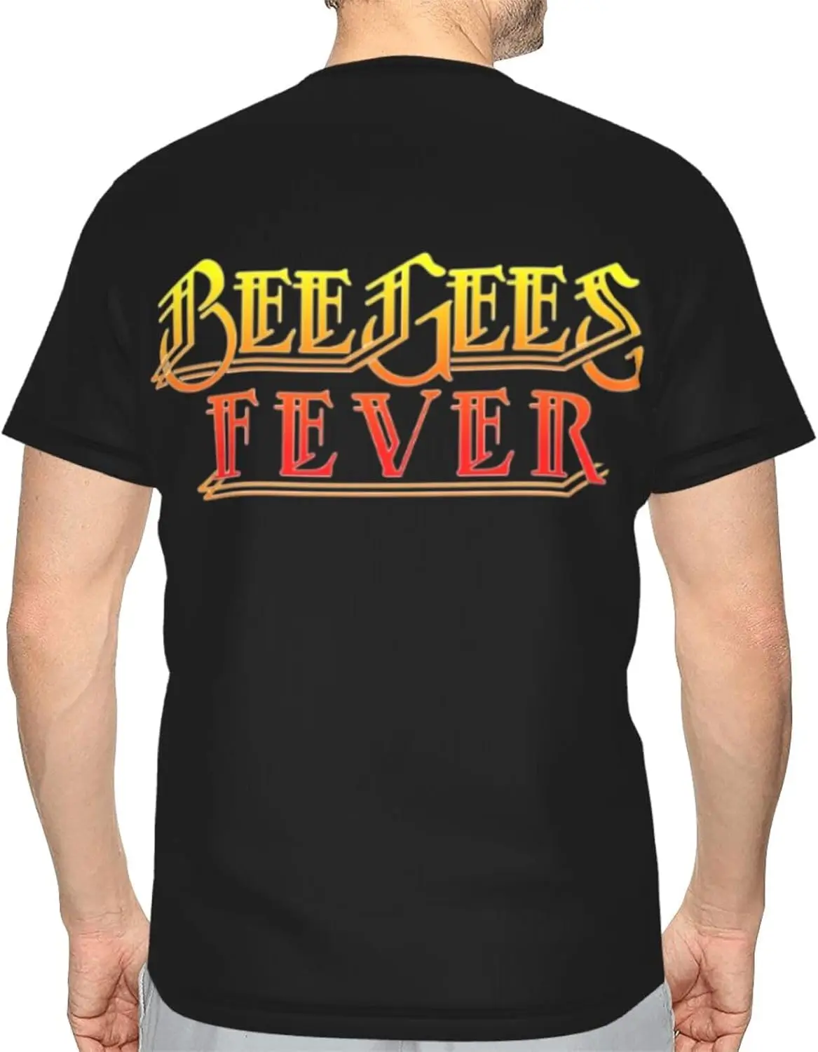 Bee Music and Gees Shirt Men's Fashion Breathable Pattern Short-Sleeve Tshirt Casual Personalised Tee Tops Black