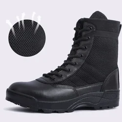 Men Breathable Mesh Tactical Boots Men Boots Outdoor Lightweight Hiking Shoes New Desert Combat Boots Work Men Shoes