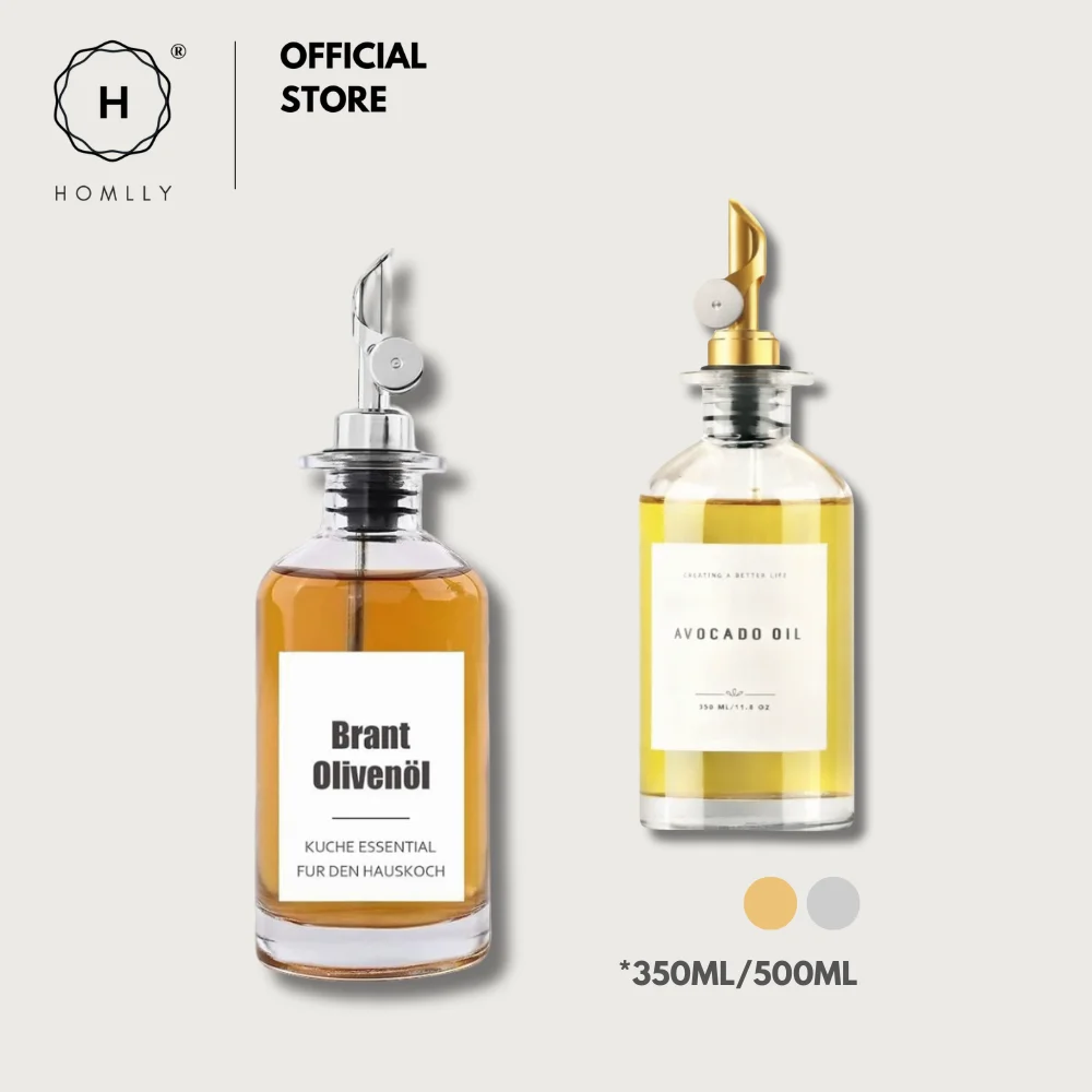 

Homlly Olive Oil Coffee Syrup Dispenser Glass Bottle Kitchen Accessories with Automatic Pourer (350ml) x2 pcs