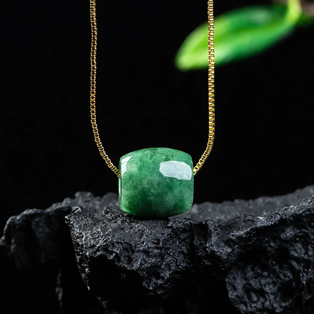 

Натуральный настоящий нефритовый кулон из бисера, Мьянманский жадеит, ожерелье, дизайнерский амулет, модный роскошный винтажный драгоценный камень, подарки для женщин