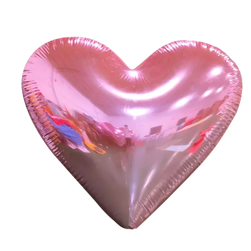 Gigantische opblaasbare spiegelbol rood roze zilver hart verblinden chroom pvc harten vorm ballon voor feest Valentijnsdag decoratie