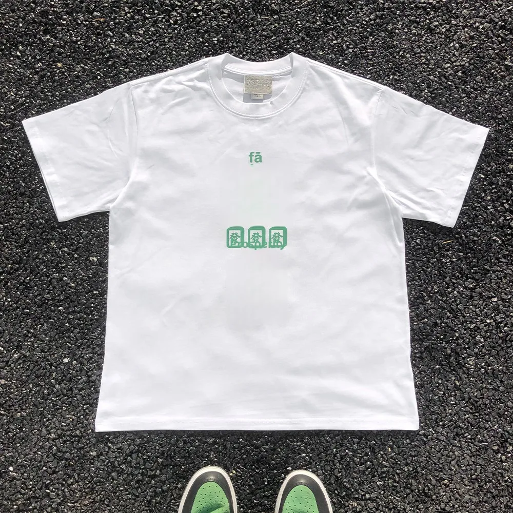 Breathable Short Sleeve T-Shirt Wealth Brings Good Luck Shoulder Version Comfortable Summer Casual round Neck Youth Fashion