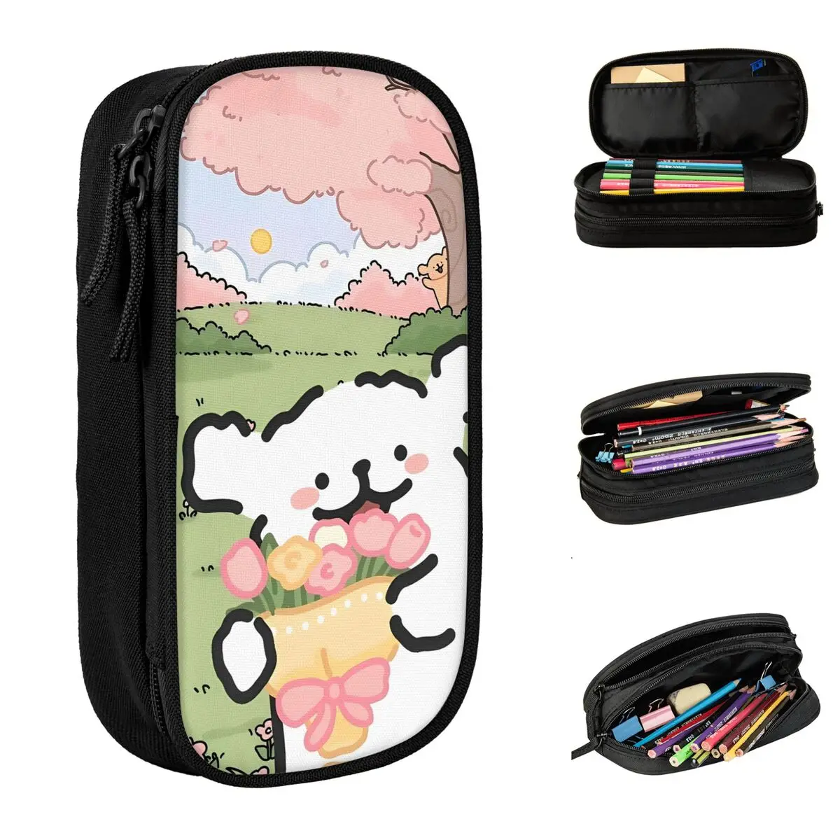 

Мальтийский пенал с рисунком собаки, коробка для ручек, сумки для студентов, большие школьные принадлежности для хранения, подарки, пеналы