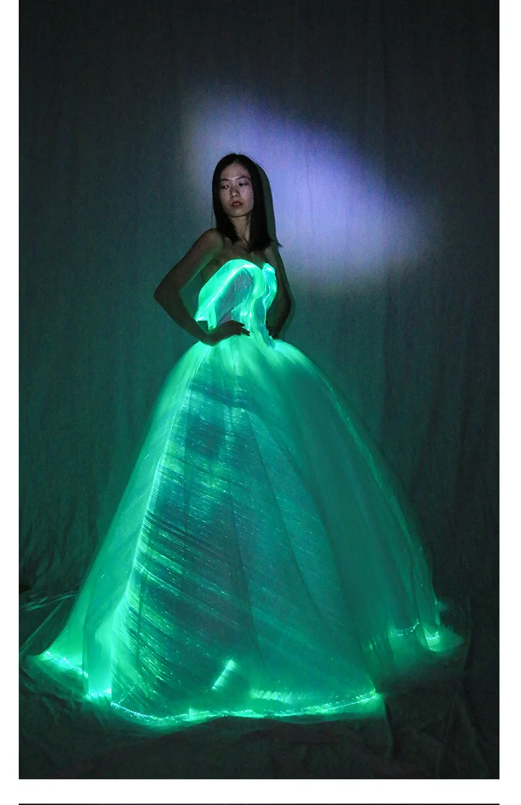 

Fashion LED Light Up Woman Luxury Clothing Luminous Illuminated Evening Dress