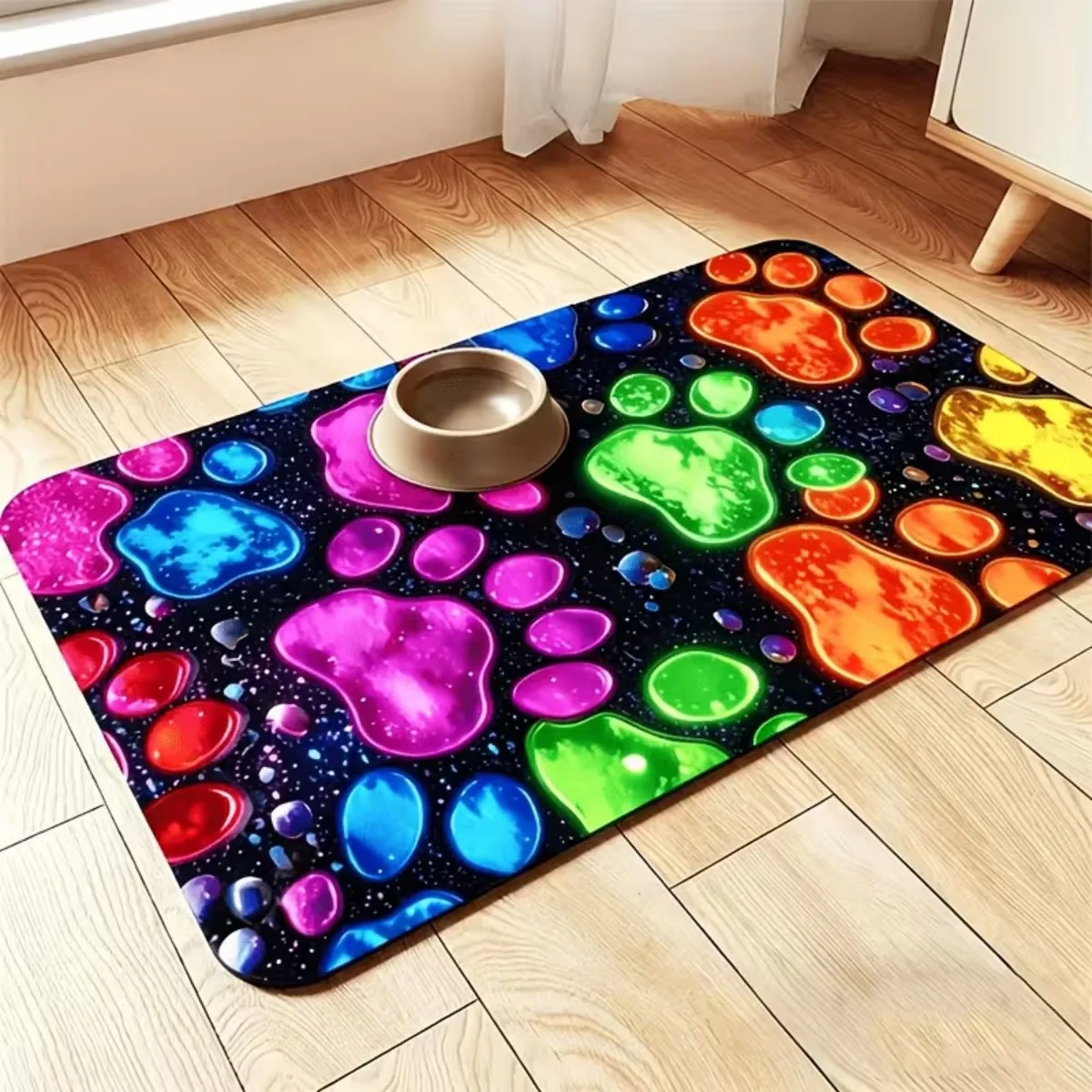 Dog Cat Feeding Placemat Heavy Duty Square Rubber Base Non Slip Water Absorbent Pet Mat