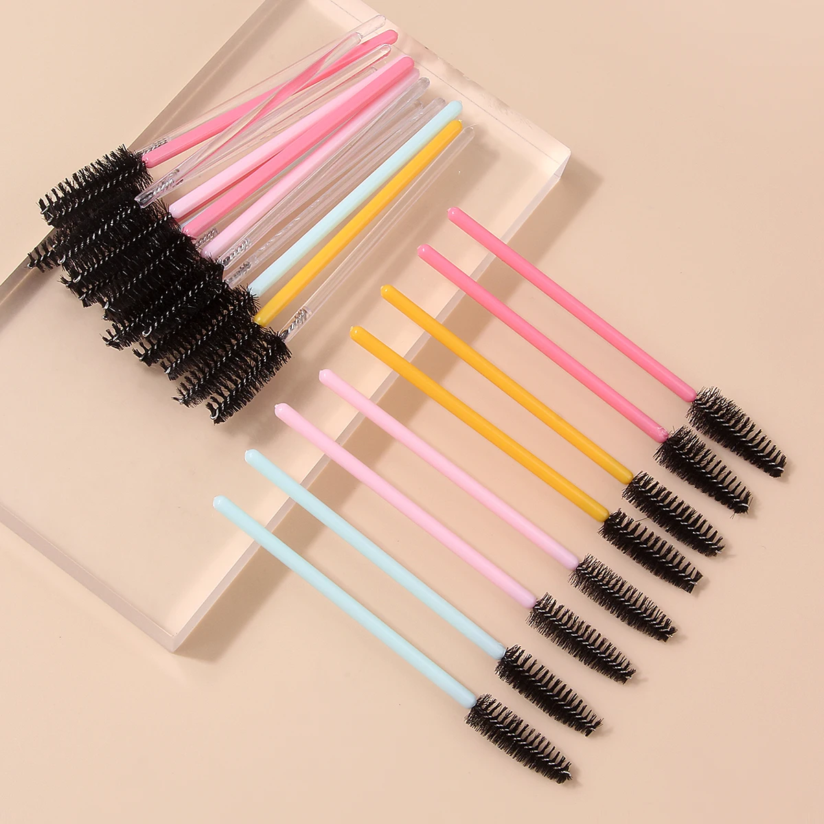 25PCS Random Color Eyelash brush,Bendable Coiled Brush haed,Single-Use For Lash Combing,Brow Grooming And Lash Extension