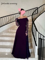 Fortunate Evening Elegant Vintage Sexy Sweet Purple Lace Flowers Customize Formal Occasion Prom Dress Evening Party Gowns