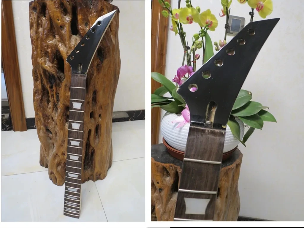 

New Ebony Fingerboard J shape unfinished DIY electric guitar head neck