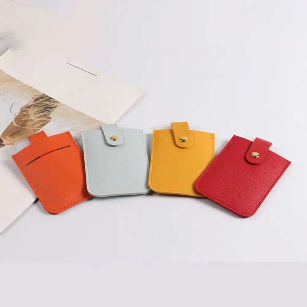 Solid Color Pulling Card Holder Multi-position PU Leather Men Card Cover Small Purse Wallets Business Card Holder