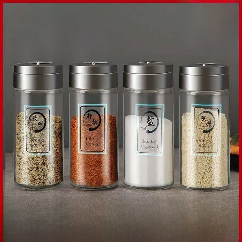 

Набор стеклянных баночек для специй для кухни, для домашнего использования, емкости для приправ, перца, порошка, барбекю, приправ, специй, с дозатором