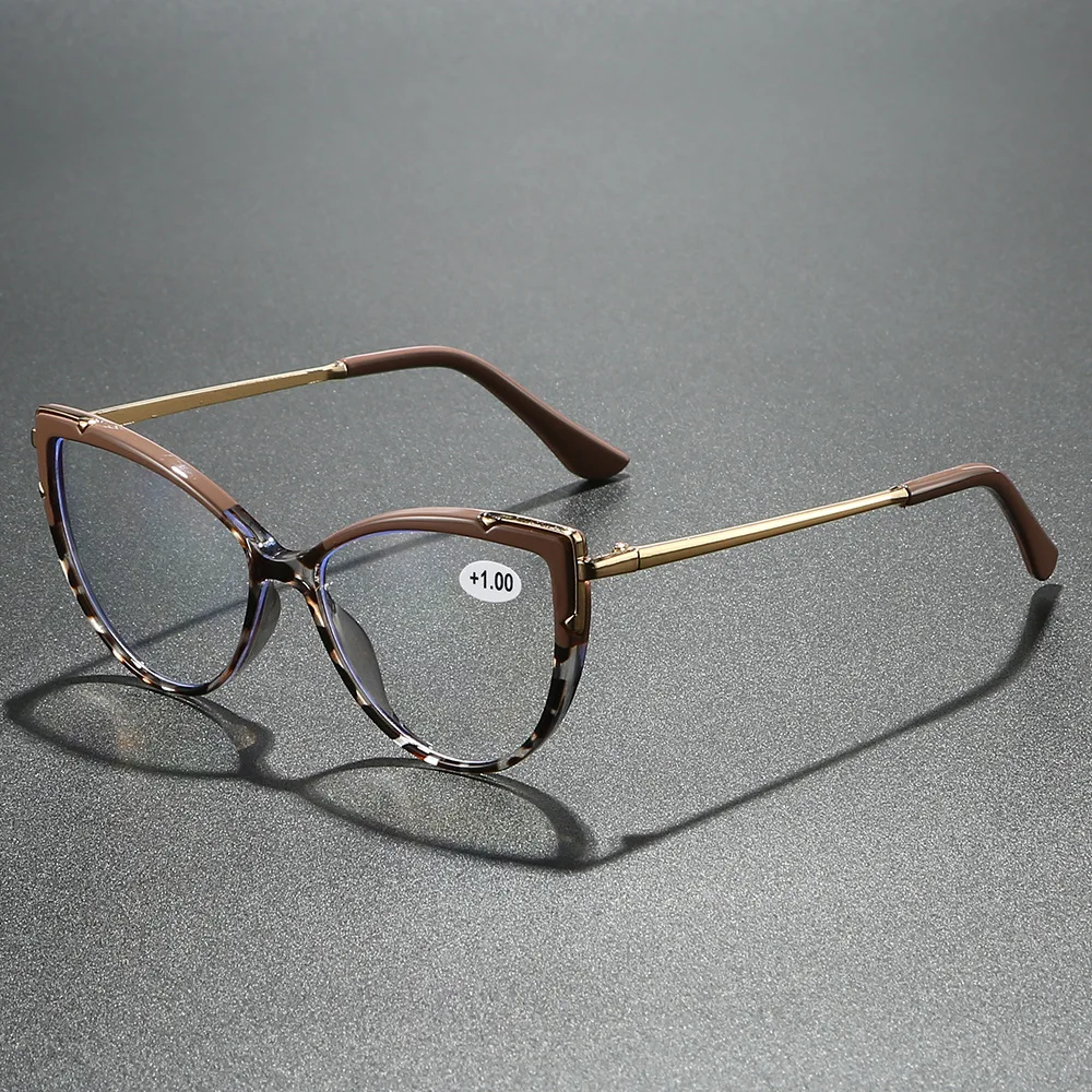 2026New Woman Reading Glasses High Quality Blocking Blue Light Readers Color Blocking Cat Eye Fashion Versatile Reading Eyeglas