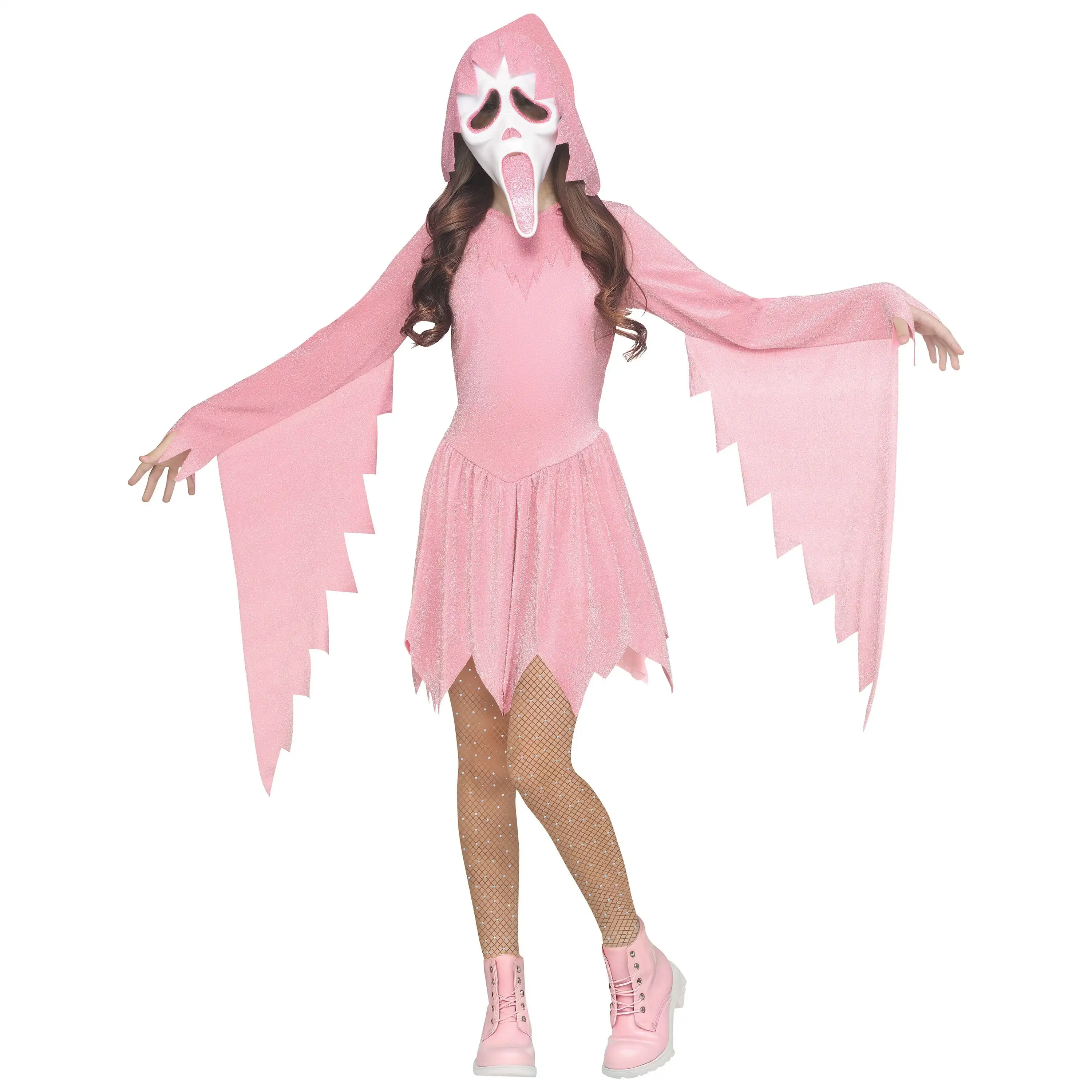 

Halloween Ghost Face Mask Sparkle Pink Costume For Girls Cosplay Halloween Costume Masquerade Props
