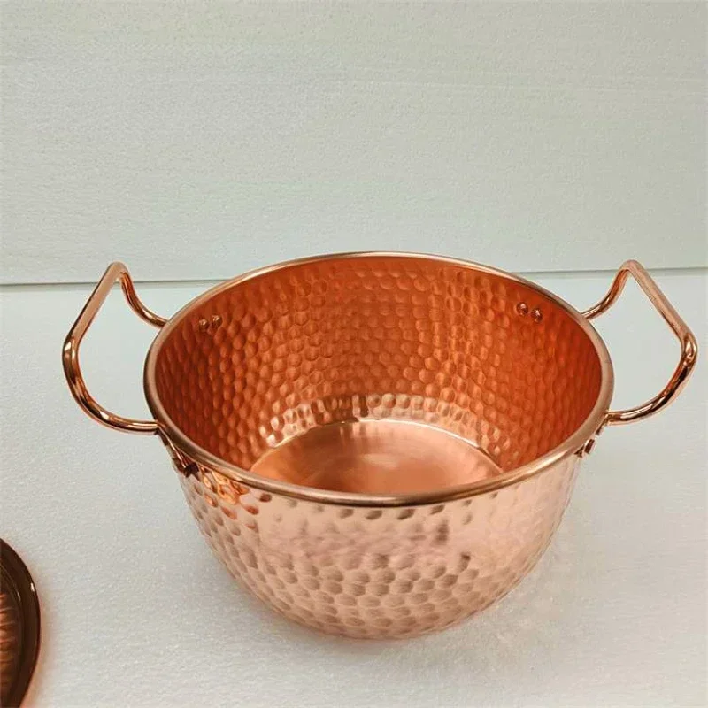 Retro Handmade Copper Cookware, Thickened Non-stick Binaural Soup Pot with Lid, Traditional Chinese Kitchen Essential