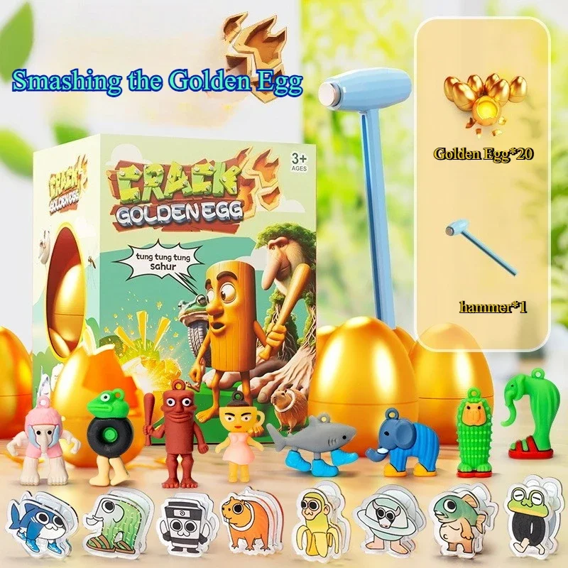 

Tung Tung Tung Sahur Blind Box 20pcs Golden Eggs Italian Tralalero Tralala Bombardino Crocodilo Figures Model Kids Surprise Toy