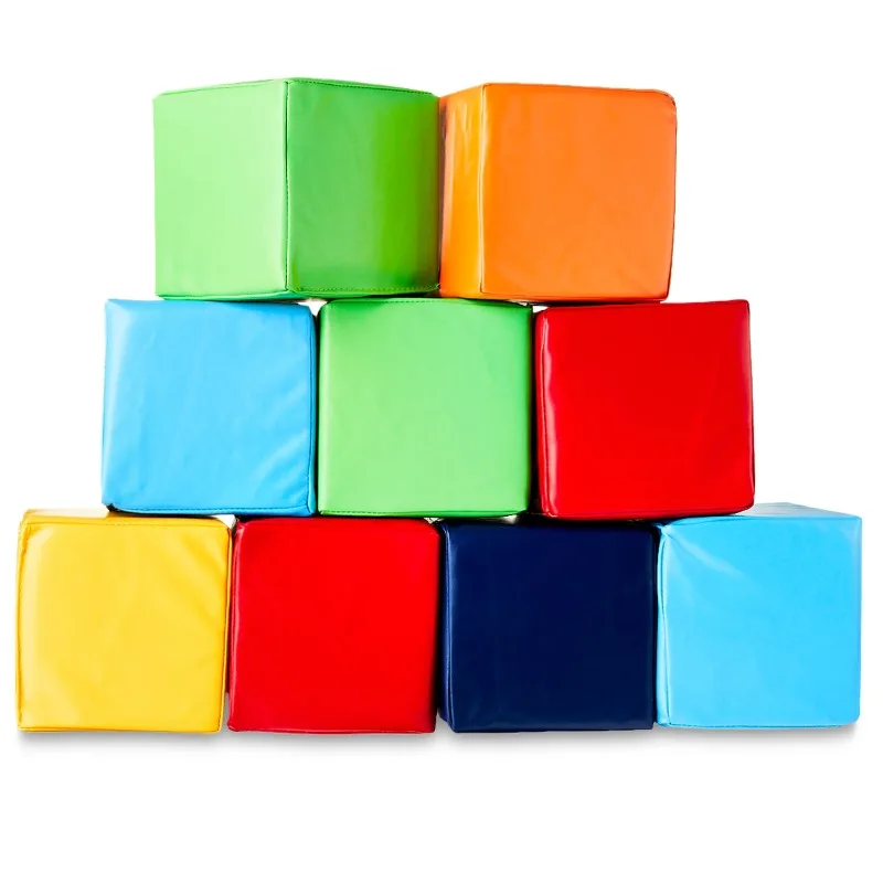 

Foam Blocks, Soft Faux Leather, Multicolor, 9 Pieces, Toddler Toys