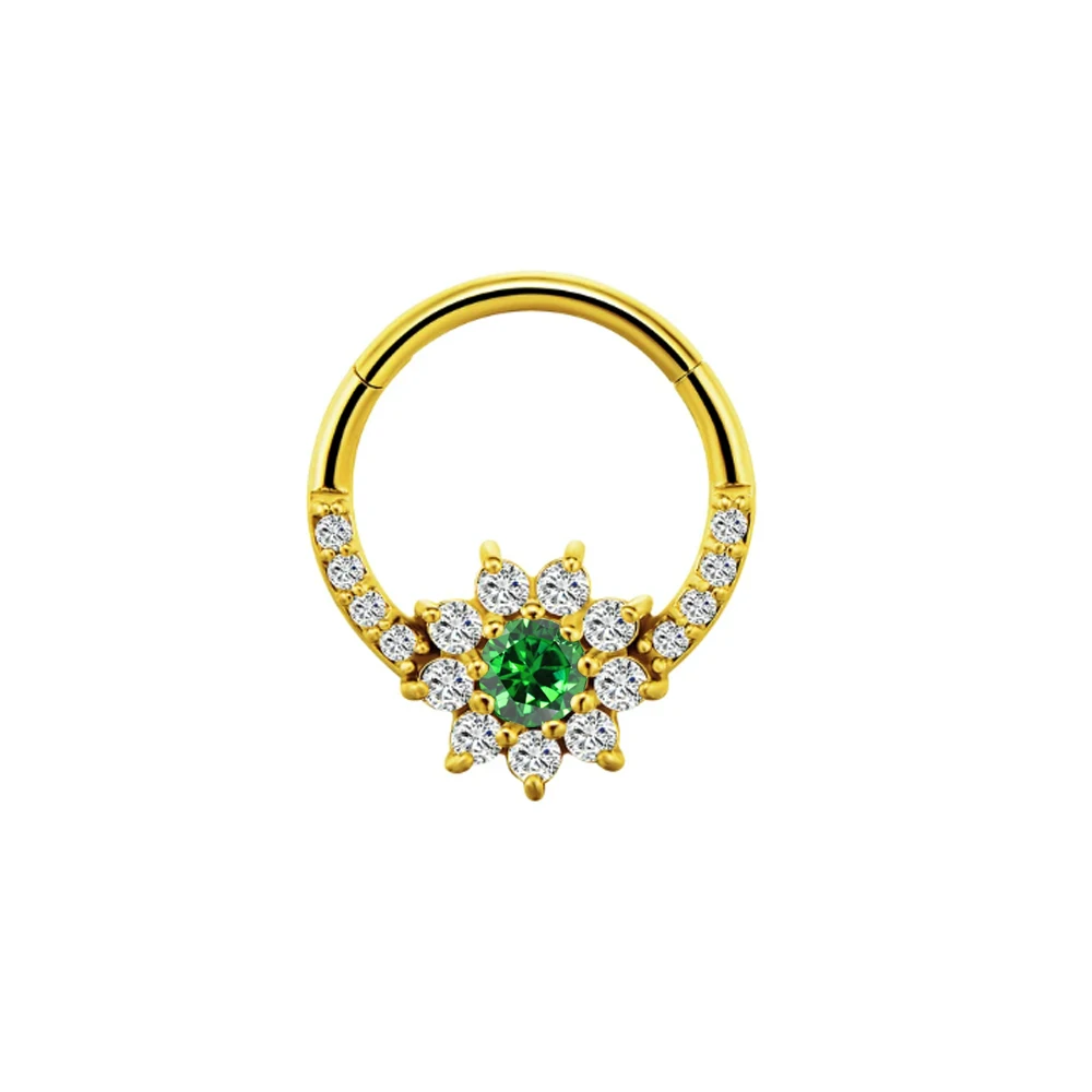 Zircon Clicker Daith Piercing Nose Ring, Surgical Steel