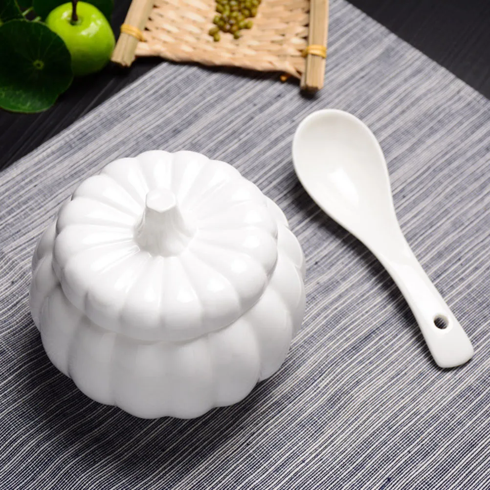 

1Set Pumpkin Soup Bowl Ceramic Stew Bowl with Lid Steamed Food Container for Eggs Rice Buns Stewing Soup Kitchen Gadget Creative
