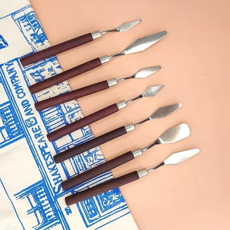 1Set Stainless Steel Knives Artist Crafts Spatula Palette Knife Oil Painting Mixing Knife Scraper Art Tools