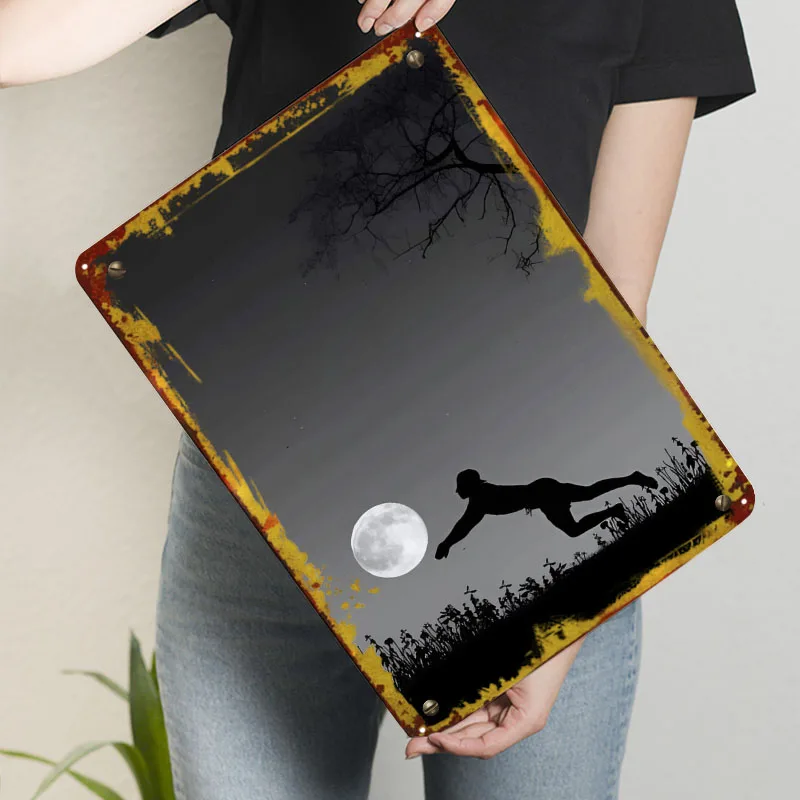 صورة ظلية لاعب يصل إلى القمر علامات معدنية ملصق رياضي ديكور غرفة النوم ديكور غرفة المعيشة الرجال خمر الداخلية #3