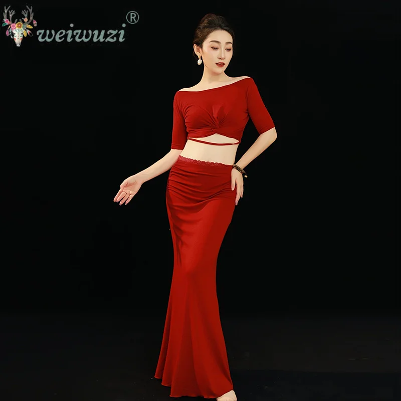 Belly Dance Costume Soft and Comfortable Dance Practice Outfit for Adult Women Short Top+Long Skirt Oriental Dance Training Suit
