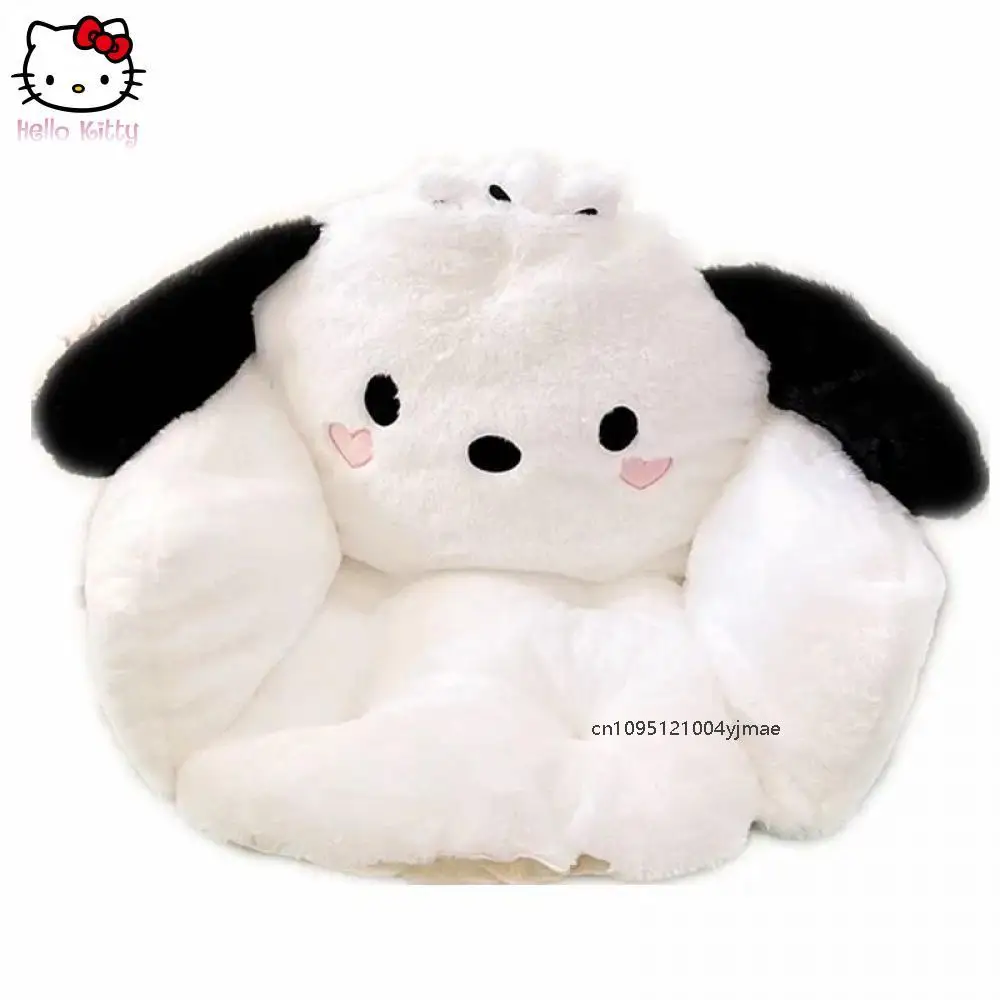 Sanrio Pochacco Cinnamoroll Winter Plush Half Surrounded Black Cushion Backrest Dormitory Office Non-Slip Cushion Cartoon Kawaii