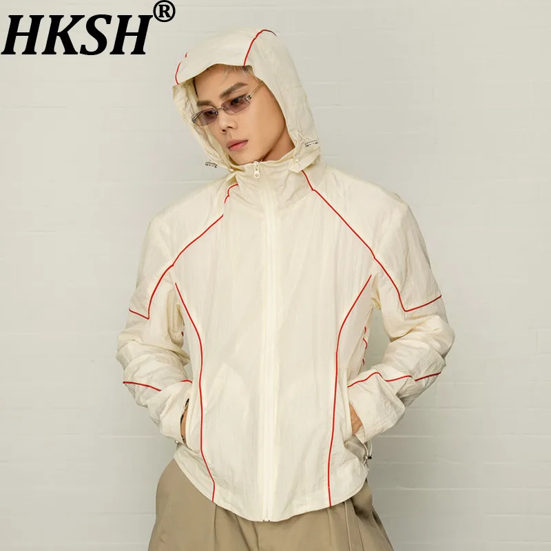 

HKSH Новая мужская демисезонная куртка с отстегивающимся капюшоном для защиты от солнца, легкая спортивная стильная куртка-ветровка HK21890