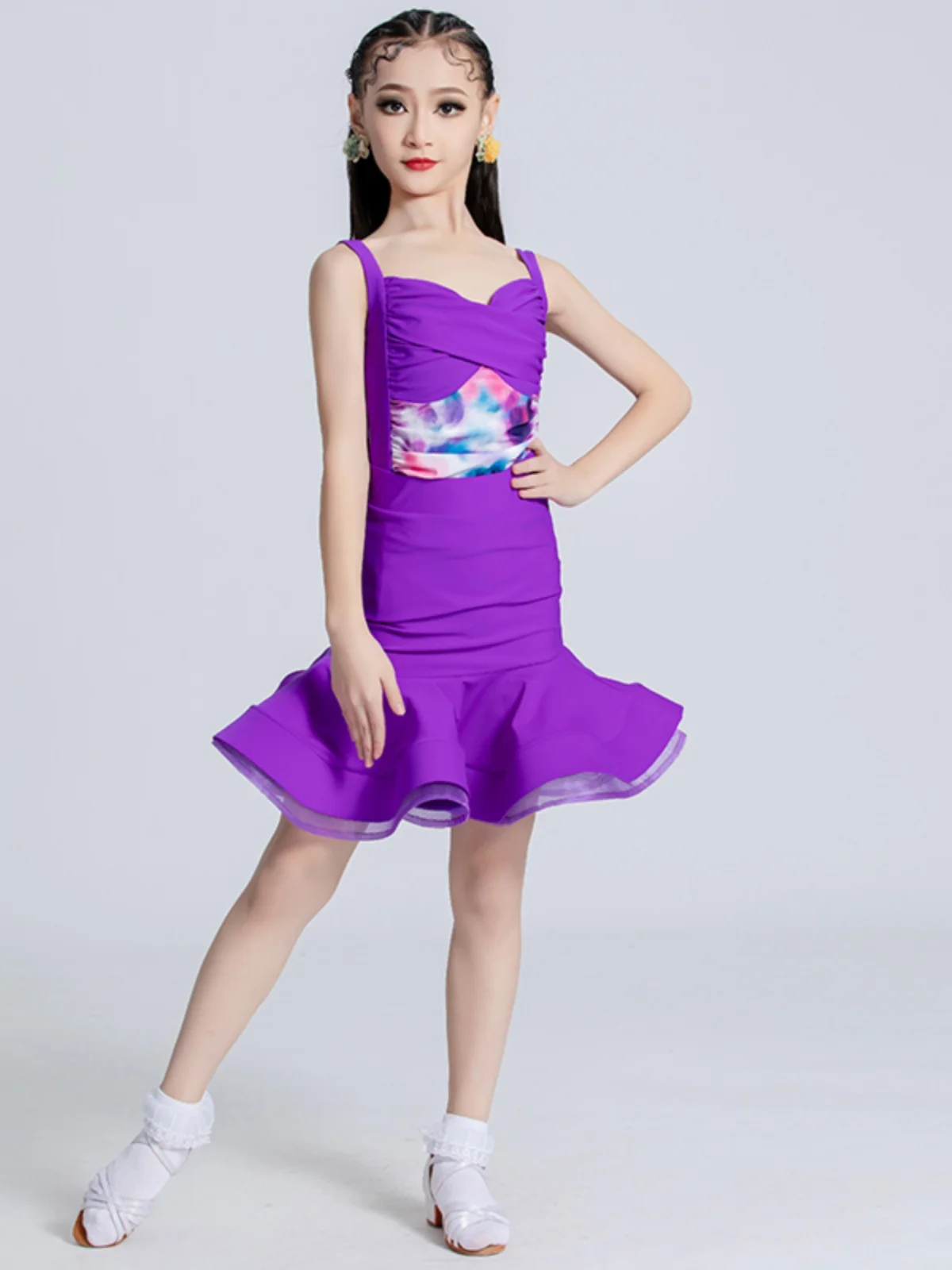 Rumba Latin Dance Dress For Girls Ballroom Dancing Child Salsa Samba Tango Standard Competition Dance Split Set Costume Kids