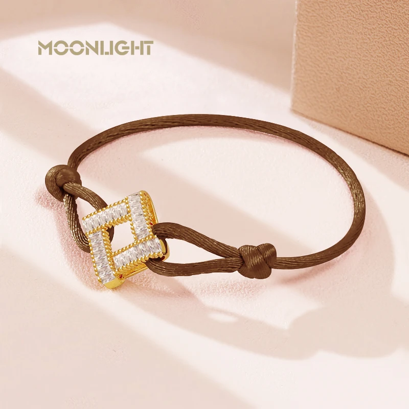 

MOONLIGHT Adjustable Square Charm Bracelet For Women High Quality Cubic Zirconia Bracelet Female Jewelry Gift Couple Accessories