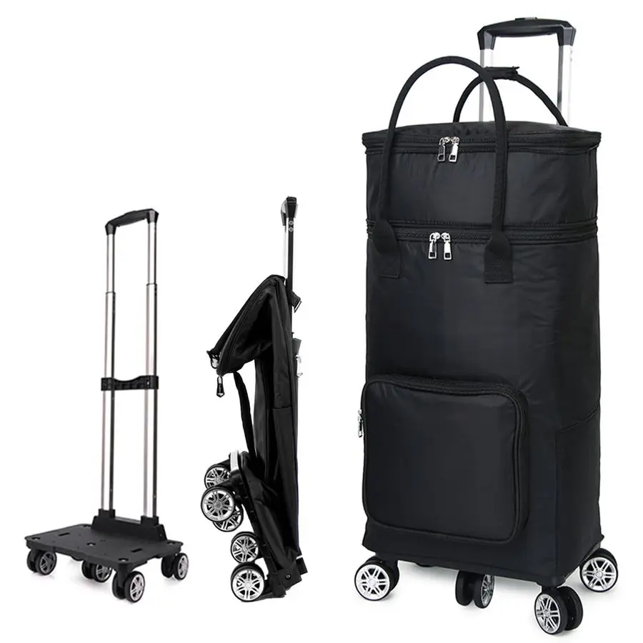 

in 1 Grocery Cart Foldable Shopping Bag with Wheels Insulation Bag, 65L Utility Trolley Dolly Shopping Cart Hand Truck for Groce