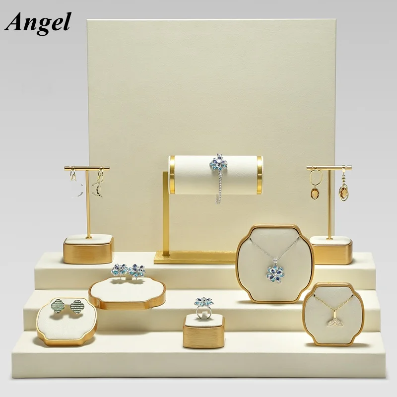 Luxury Jewelry Display Stand, Elegant Velvet Holder for Rings, Necklaces, Earrings, Bracelets, Store Window Showcase