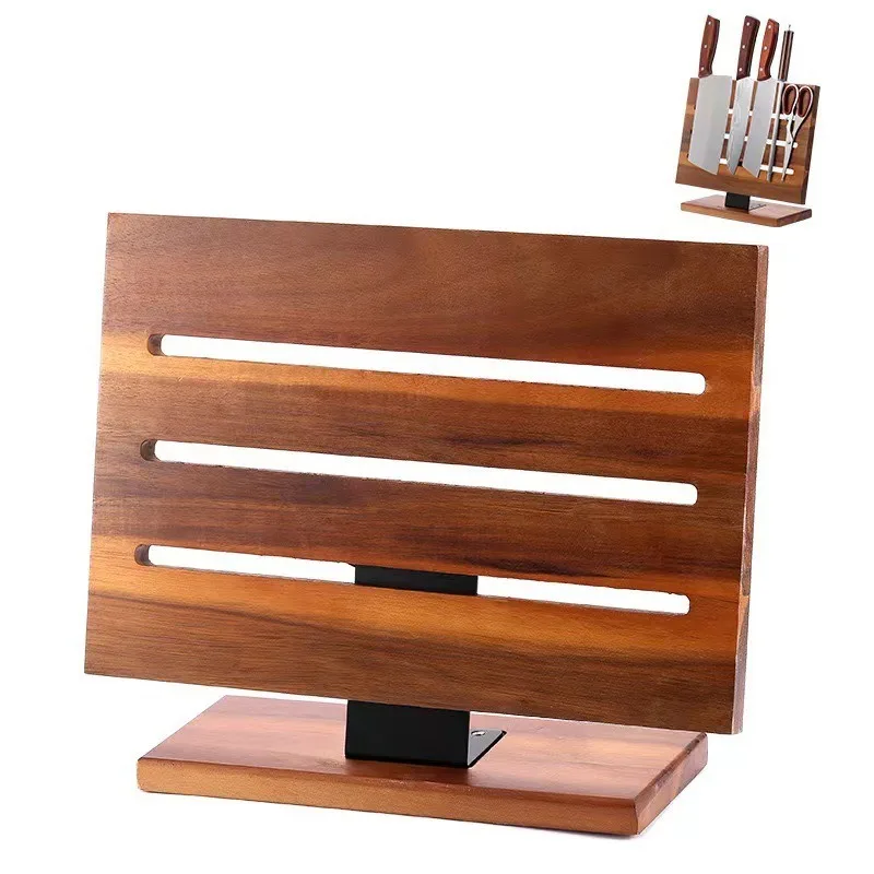 

Ultra-Strong Magnetic Knife Holder - Removable Rosewood Kitchen Rack Multi-Functional Wall Mount Durable Design for Space Saving