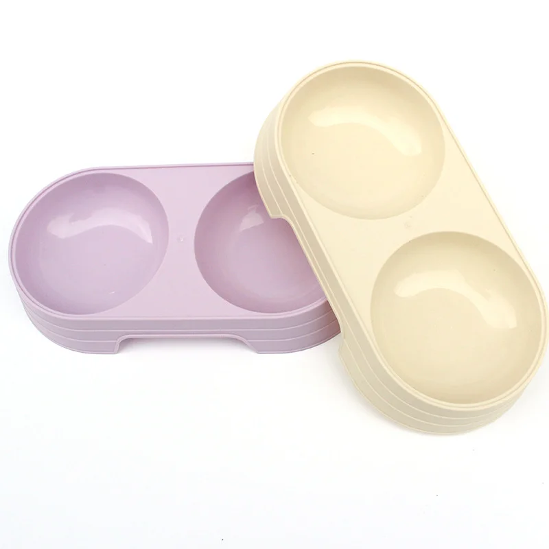 Double Plastic Pet Food Bowl, Drinking Tray, Feeder for Kitten and Dog, Cat Feeding Supplies, Pet Accessories dog bowl