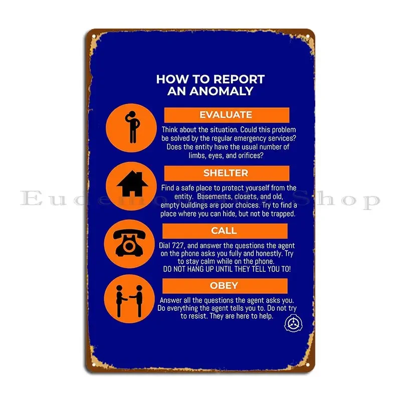 How To Report An Anomaly Scp Foundation Metal Sign Wall Cave Designing Retro Living Room Club Tin Sign Poster