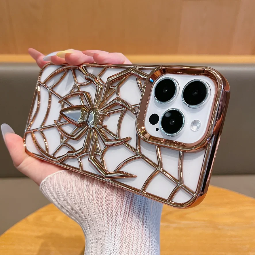 Lustige 3D-Hohlspinnen-Hülle für iPhone 14, 15, 16 Plus, weiche TPU-Beschichtung, Wärmestrahlungsabdeckung für iPhone 13, 12, 14, 15, 16, 17 Pro Max – Detail 9