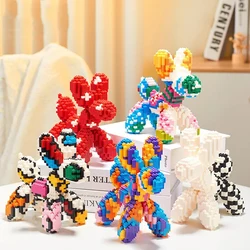 Palloncino colorato cane Micro Building Blocks modello animale carino per la decorazione del Desktop bambini assemblaggio fai da te mattoni giocattoli regali di festa