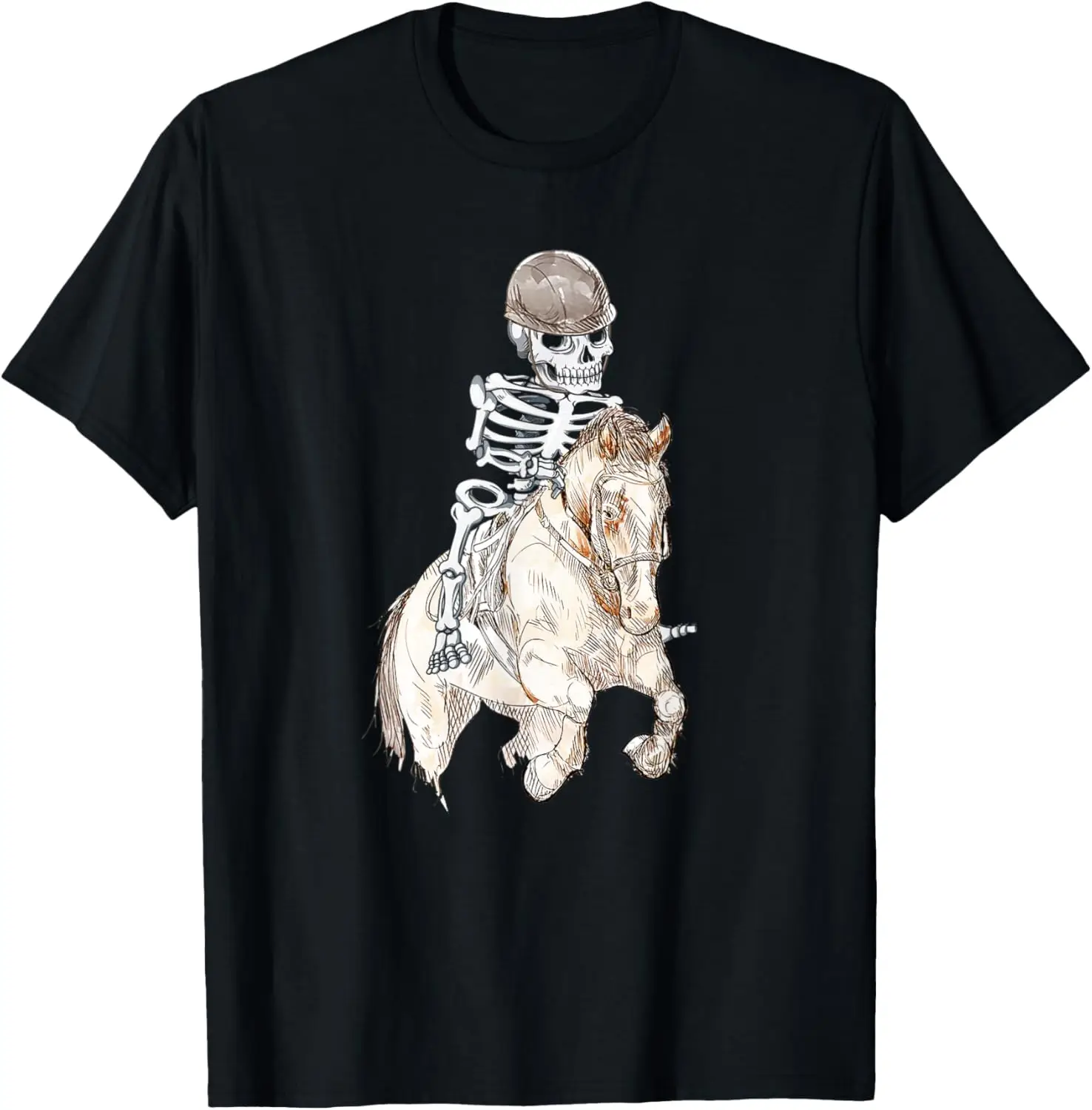 

Футболка для конного спорта на Хэллоуин со скелетом и конными гонками