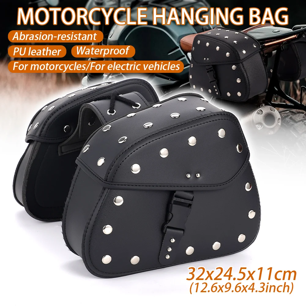 A Pair Black Motorcycle Hanging Bag, Saddle Bag, Edge Bag For Harley Prince Edge Bag Rain Proof Electric Bike Storage Tool Parts