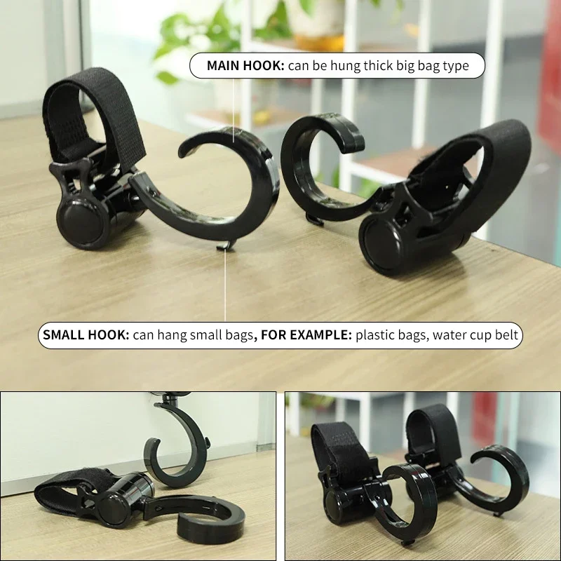vvocci 2 PCS  Accessories Loop stroller accessories Cartoon StrollerStroller Hook Degree Large Hook and Umbrella Car Hook