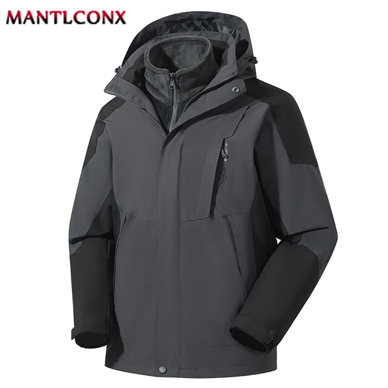 Windproof Ski Snowboard Jackets New Fashion 3 In 1 Parka Men‘s Winter Jacket Waterproof Removable Hooded Coats Men Winter Hiking