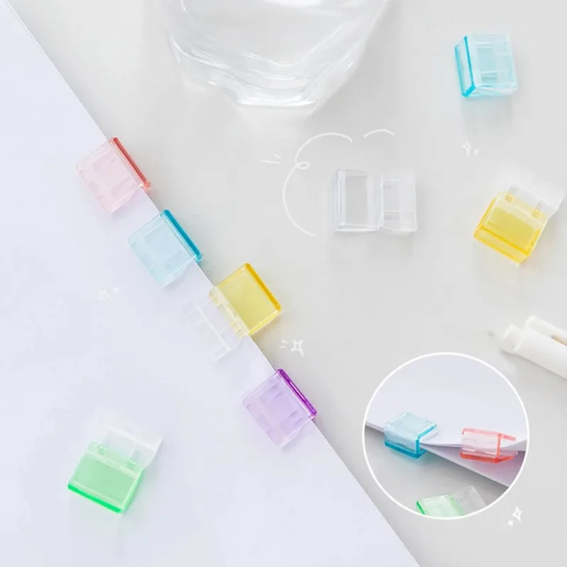 25pcs Random Color Staples Paperclip Mini Color Paper Clip Candy Transparent Metal Documents