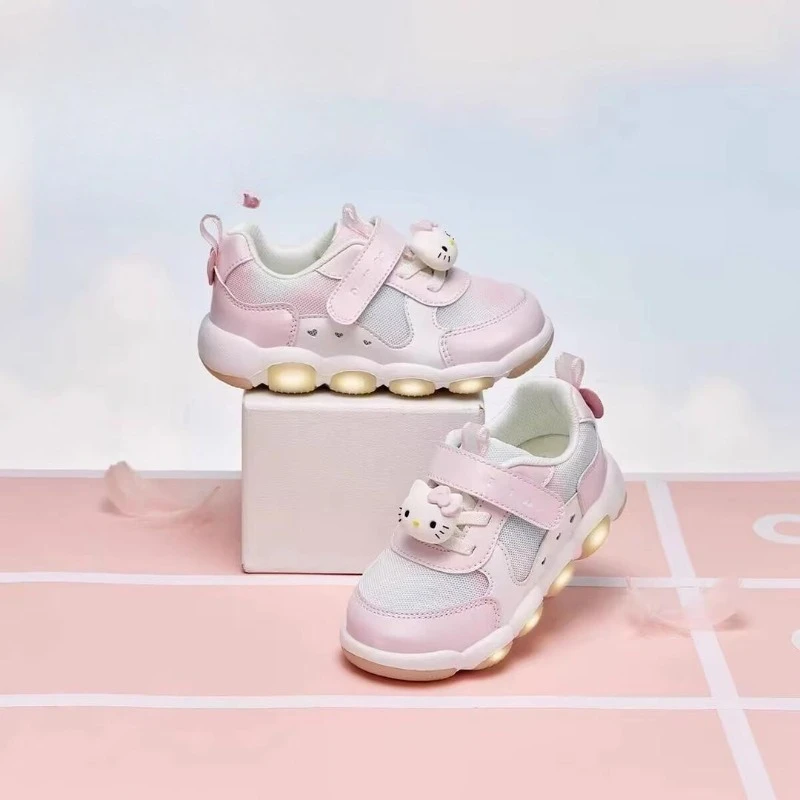 

Kawaii Hello Kitty Sanrio Comfortable Cute Shiny Shoes Running Hiking Shoes Students Children Birthday Presents for Girls