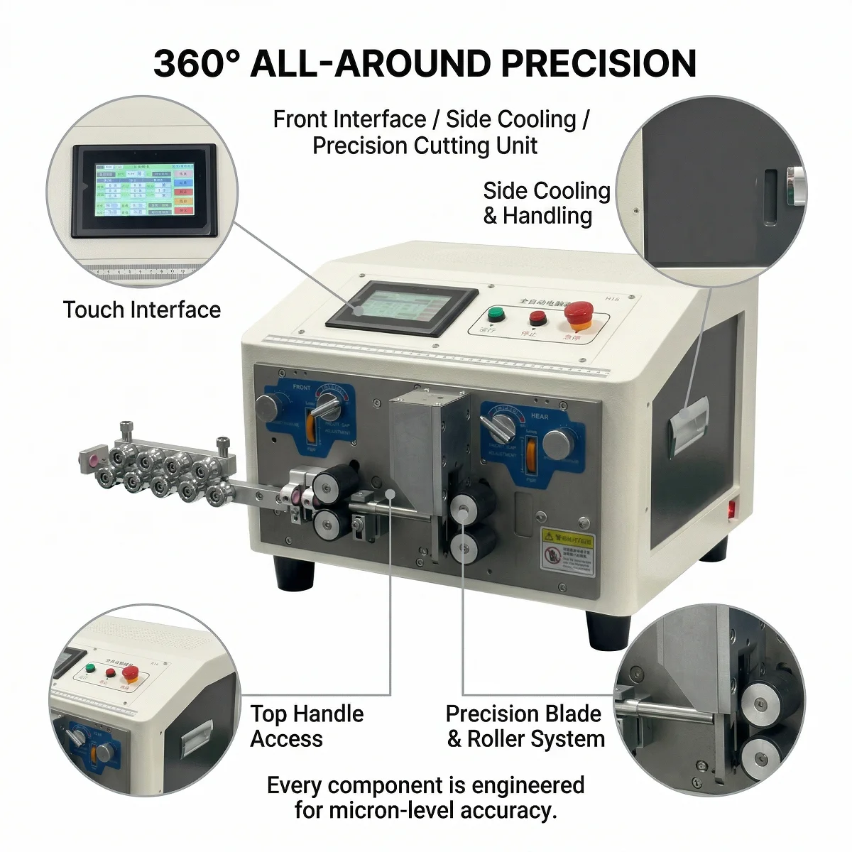 3Q SQ-816 16mm2 Automatic Wire Stripper 250mm Ultra-Long Stripping 16-Section Middle Strip Function AC 220V High-Capacity
