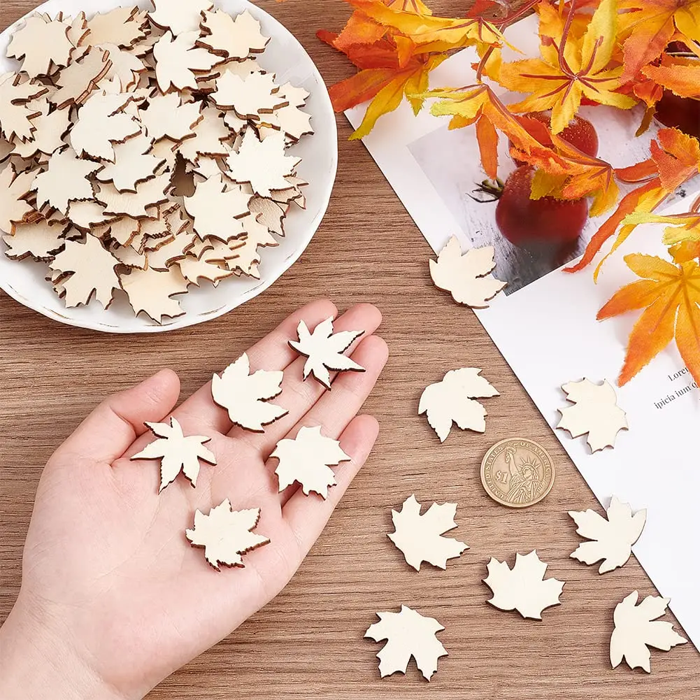 

20PCS Wooden Maple Leaf Cutouts Unfinished Blank for Wedding Party DIY Projects Card Making Gift Tags Autumn Party Decorations