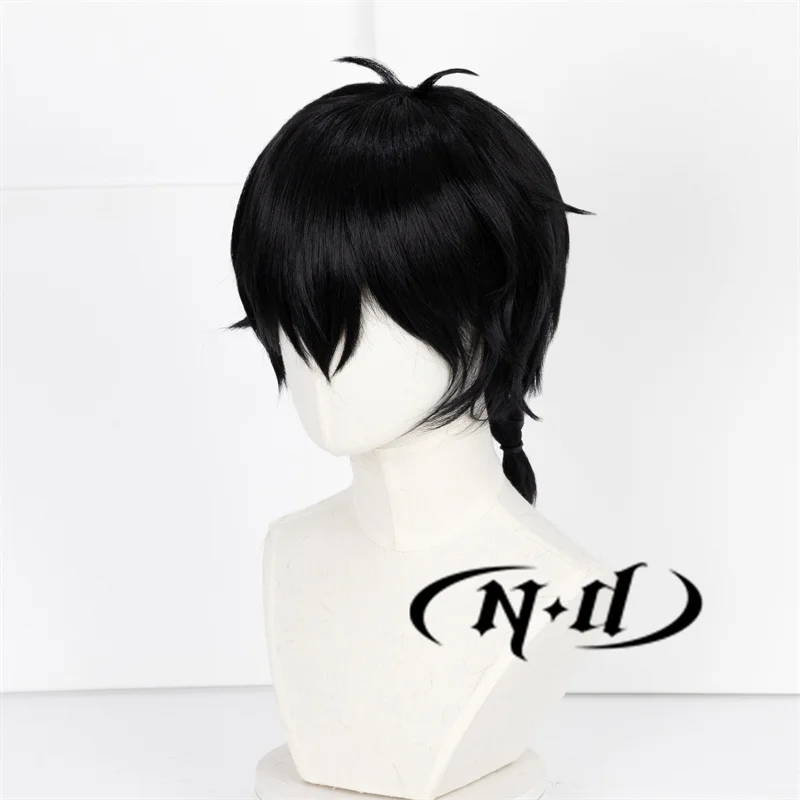 شعر مستعار تأثيري ND Jo Togame ، قاطع رياح أنيمي ، شعر أسود لحفل أزياء الهالوين ، شعر اصطناعي عالي الجودة