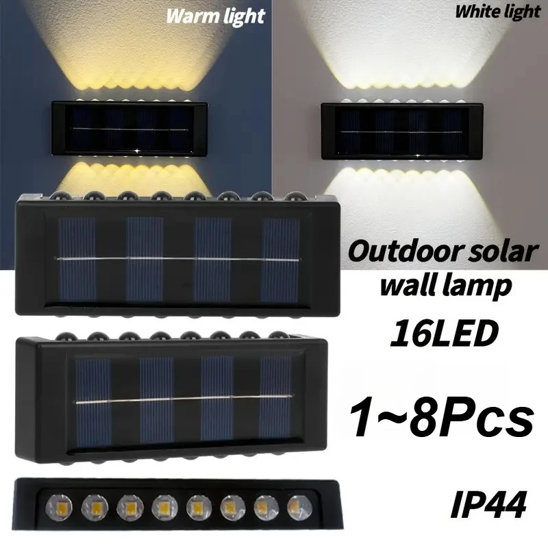 

16LED Solar Outdoor Wall Lights Waterproof Solar Lights Dual Color Options for Courtyard Porch Villa Fence Patio Decorative