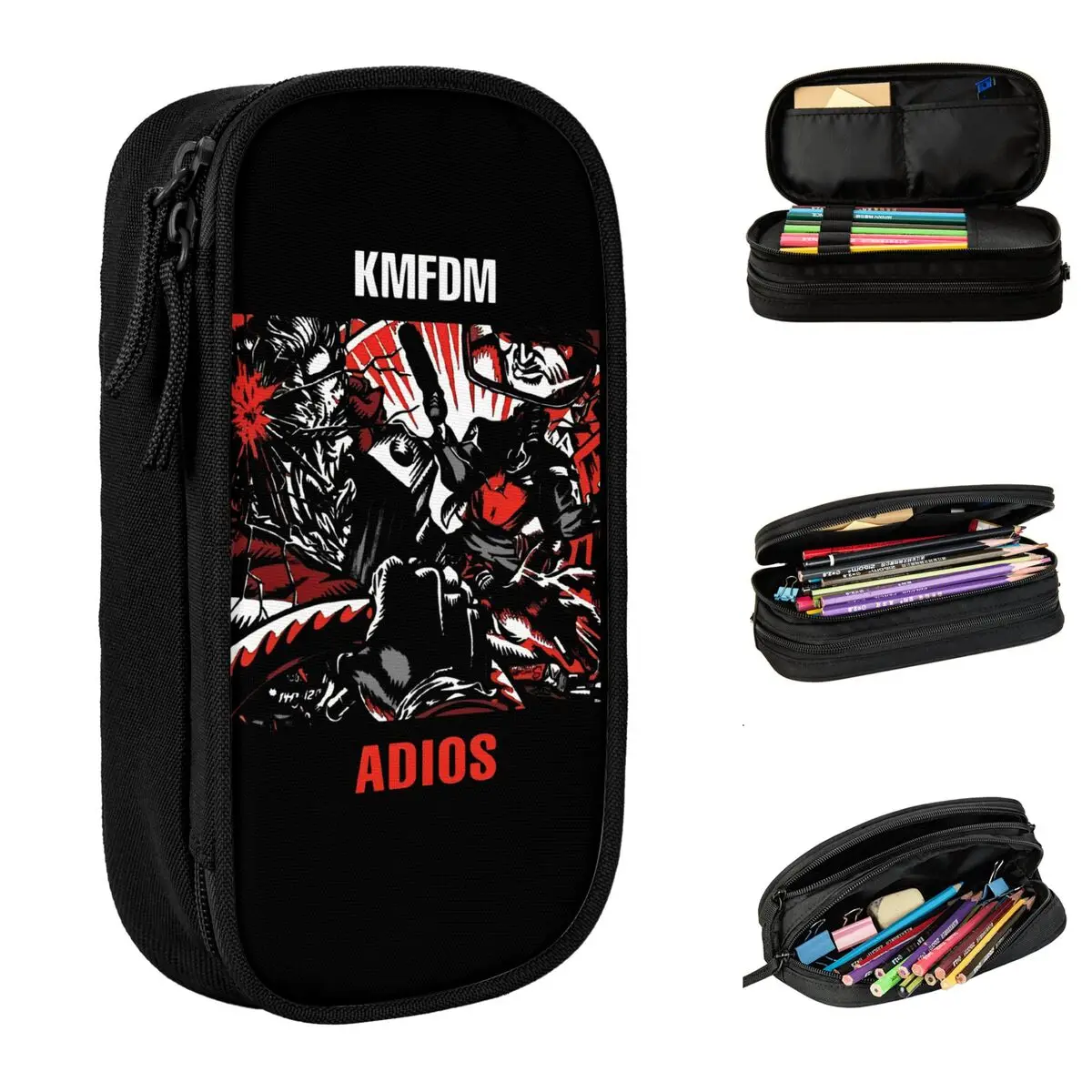 KMFDM Rock Band Accessories Pencil Case Large-capacity School Accessories Pencil Case Stationery Amazing Gift