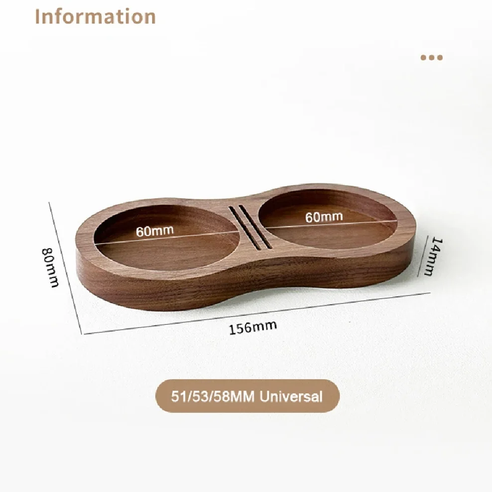 51/53/58MM Walnut Wood Coffee Tamper Mat Station Stand Coffee Powder Base Tamper Storage Pad Filter Screen Holder Coffee Tools