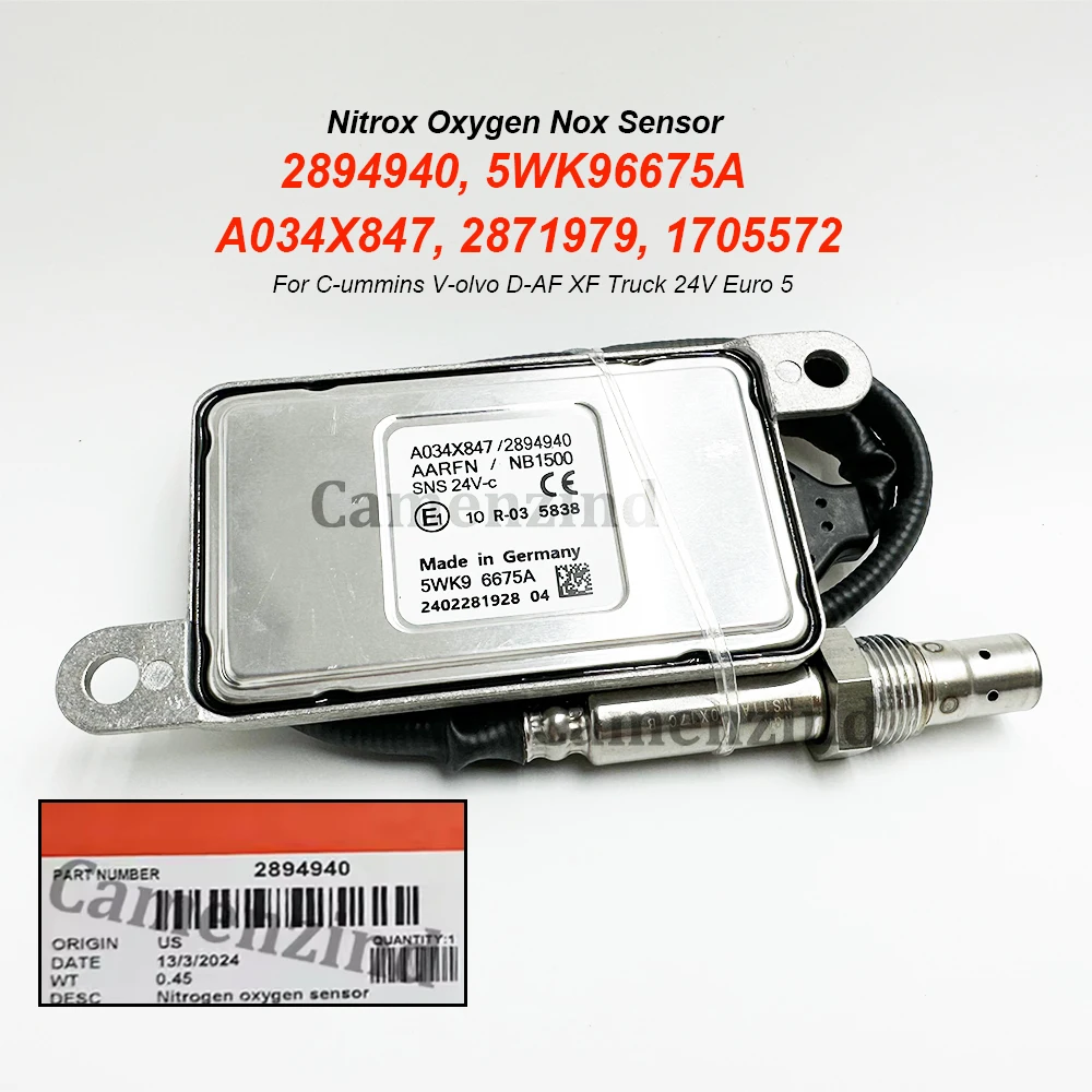 

Nitrox Oxygen Nox Sensor 2894940 5WK96675A A034X847 2871979 1705572 High Quality For C-ummins V-olvo D-AF XF Truck 24V Euro 5